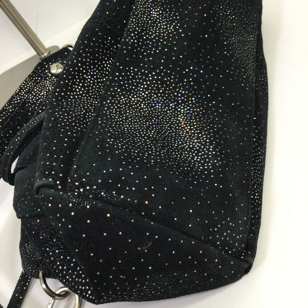 Hobo Womens International Medium Sheila Bag Satchel Suede Glitter Black One Size - Picture 11 of 16